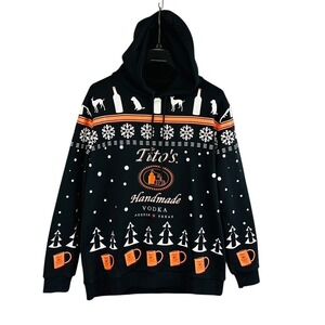 Tito's Mens Hoodie Sweatshirt XL Black Vodka Embroidered Austin Texas Handmade